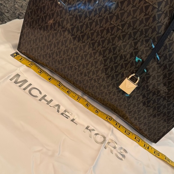 Michael Kors Brown and Black Tote Bag with Signature Monogram - Picture 11 of 15